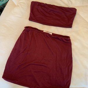 NWOT✨  American Threads Wine Tube Top + Skirt Set
